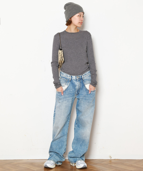 AP STUDIO（エーピーストゥディオ）の「ソフトリブビーニー（ニットキャップ/ビーニー・レディース・ボルドー/ブラック/チャコールグレー・FREE）」の8枚目の写真