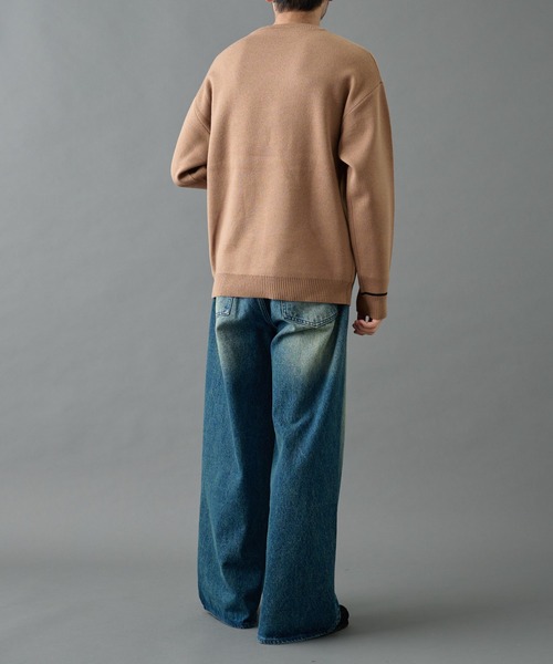 COLONY 2139（コロニートゥーワンスリーナイン）の「リサイクルポリライン配色クルーニット（ニット/セーター・メンズ・グレー/チャコールグレー/アイボリー/ブラック/バーガンディー/ベージュ・MEDIUM/LARGE）」の14枚目の写真