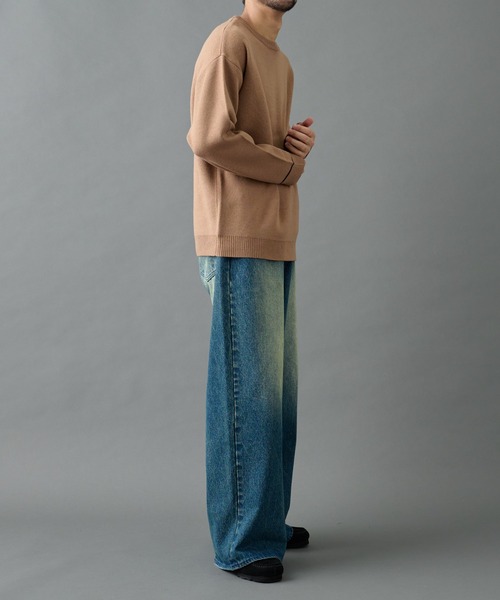 COLONY 2139（コロニートゥーワンスリーナイン）の「リサイクルポリライン配色クルーニット（ニット/セーター・メンズ・グレー/チャコールグレー/アイボリー/ブラック/バーガンディー/ベージュ・MEDIUM/LARGE）」の15枚目の写真