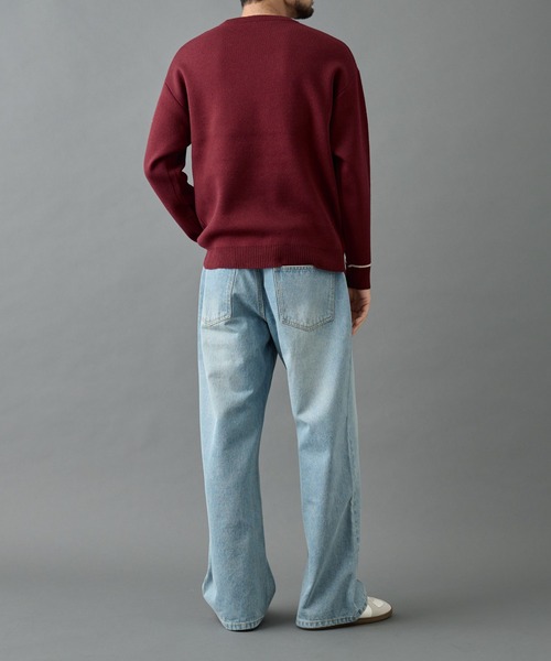 COLONY 2139（コロニートゥーワンスリーナイン）の「リサイクルポリライン配色クルーニット（ニット/セーター・メンズ・グレー/チャコールグレー/アイボリー/ブラック/バーガンディー/ベージュ・MEDIUM/LARGE）」の18枚目の写真