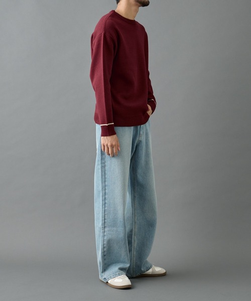 COLONY 2139（コロニートゥーワンスリーナイン）の「リサイクルポリライン配色クルーニット（ニット/セーター・メンズ・グレー/チャコールグレー/アイボリー/ブラック/バーガンディー/ベージュ・MEDIUM/LARGE）」の19枚目の写真