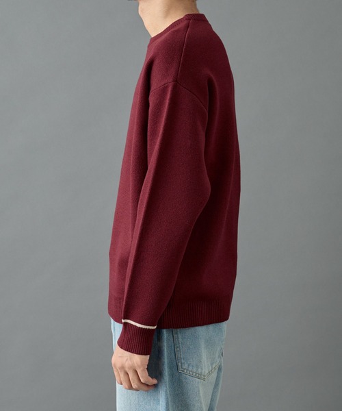 COLONY 2139（コロニートゥーワンスリーナイン）の「リサイクルポリライン配色クルーニット（ニット/セーター・メンズ・グレー/チャコールグレー/アイボリー/ブラック/バーガンディー/ベージュ・MEDIUM/LARGE）」の21枚目の写真