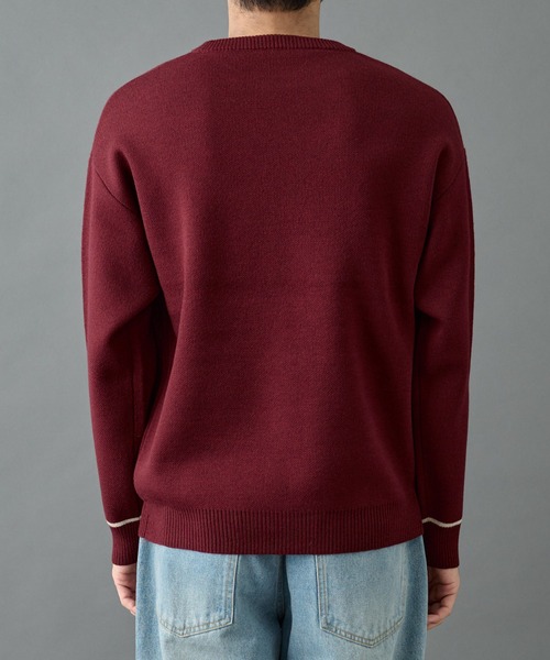 COLONY 2139（コロニートゥーワンスリーナイン）の「リサイクルポリライン配色クルーニット（ニット/セーター・メンズ・グレー/チャコールグレー/アイボリー/ブラック/バーガンディー/ベージュ・MEDIUM/LARGE）」の22枚目の写真