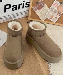 厚底 裏ファー ショートブーツ