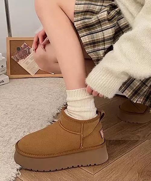 WESTSEA（ウエストシー）の「厚底 裏ファー ショートブーツ（ブーツ・レディース・ブラック/ベージュ/ブラウン・23㎝/23.5㎝/24㎝/24.5㎝）」の9枚目の写真