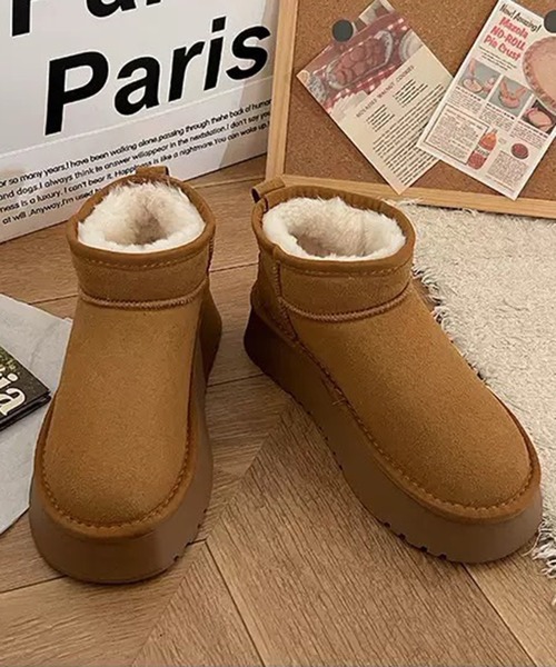 WESTSEA（ウエストシー）の「厚底 裏ファー ショートブーツ（ブーツ・レディース・ブラック/ベージュ/ブラウン・23㎝/23.5㎝/24㎝/24.5㎝）」の12枚目の写真