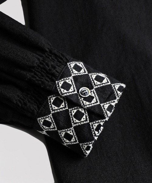 BALLAST ARK（バラストアーク）の「BALLAST ARK / バラストアーク：Embroidered Cuff Shirt：BA12-SH01[AST]（シャツ/ブラウス・メンズ・ブラック/ホワイト・M/L）」の8枚目の写真
