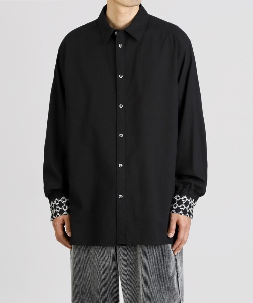 BALLAST ARK（バラストアーク）の「BALLAST ARK / バラストアーク：Embroidered Cuff Shirt：BA12-SH01[AST]（シャツ/ブラウス・メンズ・ブラック/ホワイト・M/L）」の13枚目の写真