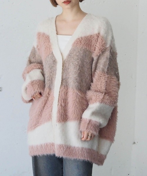 tiptop（ティップトップ）の「異素材MIXVネックカーディガン（カーディガン/ボレロ・レディース・ライトグレー/ブラック/アイボリー・FREE）」の19枚目の写真