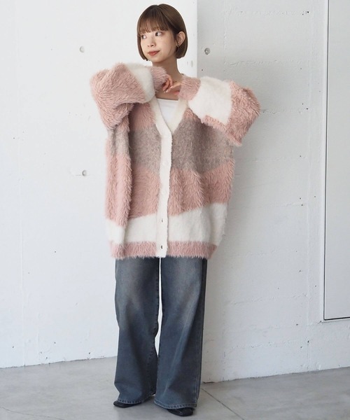 tiptop（ティップトップ）の「異素材MIXVネックカーディガン（カーディガン/ボレロ・レディース・ライトグレー/ブラック/アイボリー・FREE）」の20枚目の写真