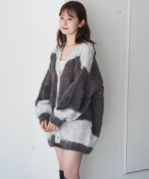 tiptop（ティップトップ）の「異素材MIXVネックカーディガン（カーディガン/ボレロ・レディース・ライトグレー/ブラック/アイボリー・FREE）」の13枚目の写真