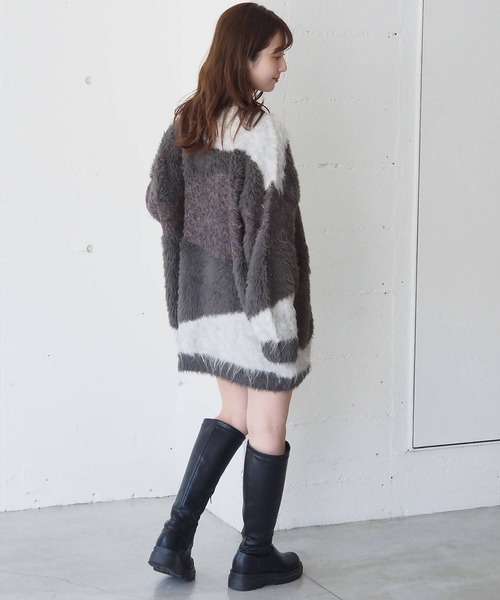 tiptop（ティップトップ）の「異素材MIXVネックカーディガン（カーディガン/ボレロ・レディース・ライトグレー/ブラック/アイボリー・FREE）」の17枚目の写真