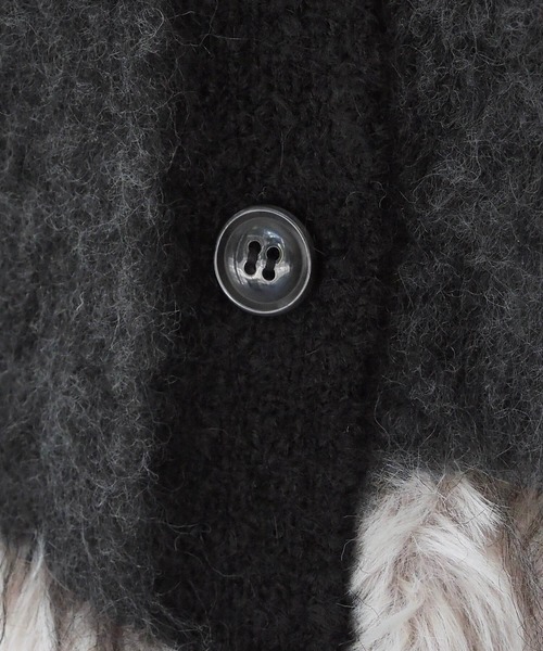 tiptop（ティップトップ）の「異素材MIXVネックカーディガン（カーディガン/ボレロ・レディース・ライトグレー/ブラック/アイボリー・FREE）」の4枚目の写真