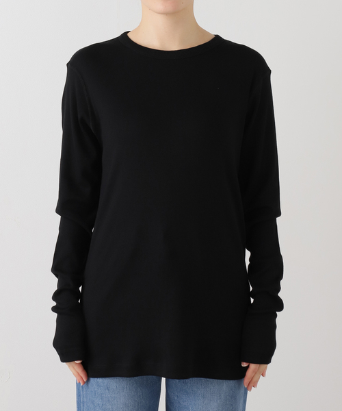 JOURNAL STANDARD LUXE(ジャーナルスタンダード ラックス)の「テレコ クルーネックプルオーバー(Tシャツ/カットソー・レディース・ブラック/ホワイト・FREE)」の8枚目の写真