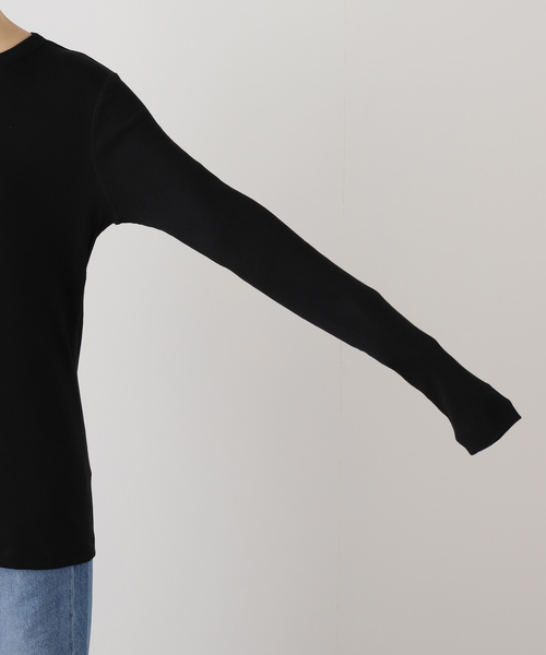 JOURNAL STANDARD LUXE(ジャーナルスタンダード ラックス)の「テレコ クルーネックプルオーバー(Tシャツ/カットソー・レディース・ブラック/ホワイト・FREE)」の4枚目の写真