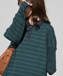MILLER | R.P.miller/ミラー Waffle Polo PO ボーダーデザイン プルオーバー ワッフル素材ポロシャツ(ポロシャツ)