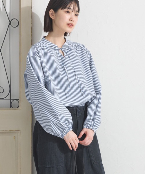 OMNES(オムネス)の「テックコットンスキッパーデザイン9分袖フリルシャツブラウス(シャツ/ブラウス・レディース・ホワイト/ブラック/ベージュ/イエロー/グリーン/ブルー系その他/ネイビー系・FREE)」の6枚目の写真