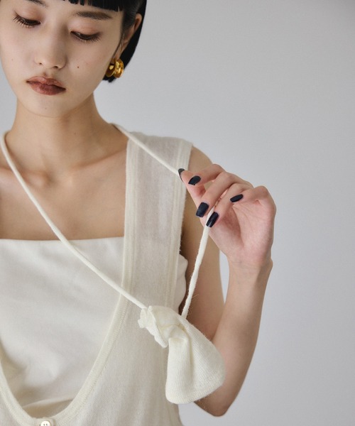 ADAM ET ROPE'(アダムエロペ)の「モヘアミックスUネックワンピースネックポーチセット(ワンピース・レディース・ダークブラウン/ホワイト・FREE)」の16枚目の写真