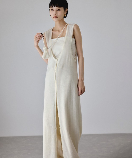 ADAM ET ROPE'(アダムエロペ)の「モヘアミックスUネックワンピースネックポーチセット(ワンピース・レディース・ダークブラウン/ホワイト・FREE)」の14枚目の写真