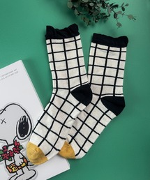 CALIFORNIA OUTFITTERS（カリフォルニア アウトフィッターズ）の「9C12 【6カラー×柄】 ラインクルー丈ソックス チェック ストライプ（ソックス/靴下）」