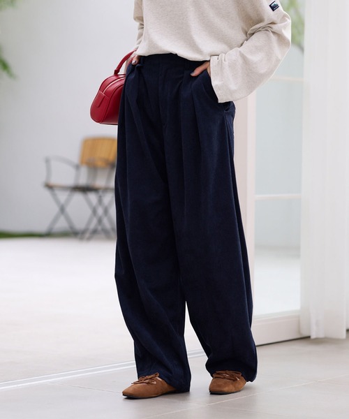 コーデュロイ 2タック ストレッチ イージーワイドカープパンツ【THE CRAFT CREW PRODUCTS】