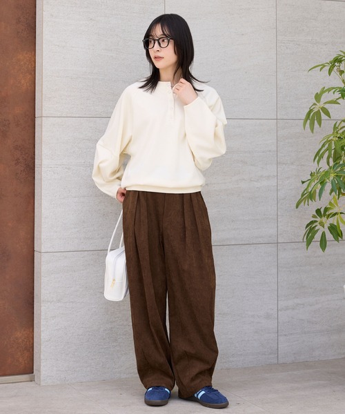 コーデュロイ 2タック ストレッチ イージーワイドカーブパンツ【THE