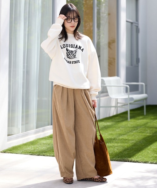 セール】コーデュロイ 2タック ストレッチ イージーワイドカープパンツ