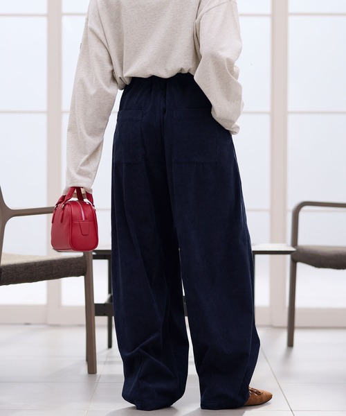 セール】コーデュロイ 2タック ストレッチ イージーワイドカープパンツ
