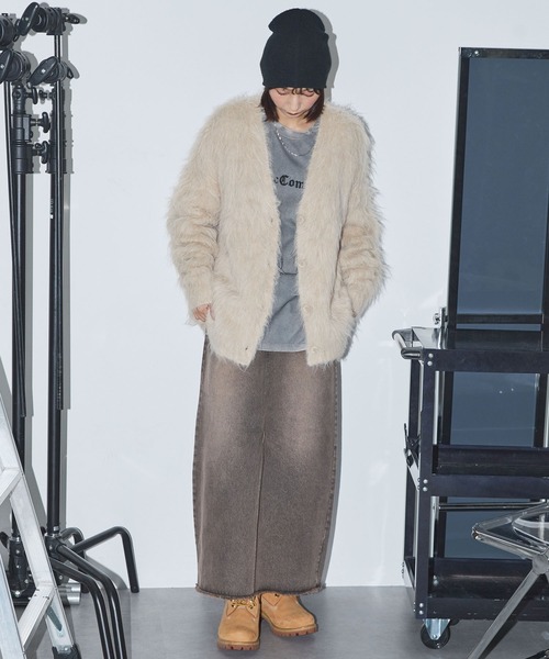 Anchor Smith（アンカー スミス）の「モヘアライクシャギーニットルーズVネックカーディガン（カーディガン/ボレロ・レディース・ブラウン/ライトグレー/ベージュ/ブラック・L/M）」の15枚目の写真