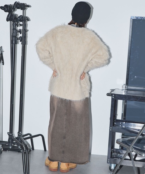 Anchor Smith（アンカー スミス）の「モヘアライクシャギーニットルーズVネックカーディガン（カーディガン/ボレロ・レディース・ブラウン/ライトグレー/ベージュ/ブラック・L/M）」の18枚目の写真