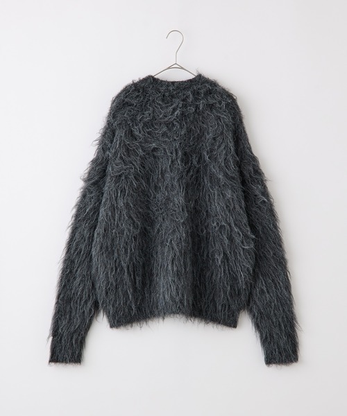 セール】モヘアライクシャギーニットルーズVネックカーディガン