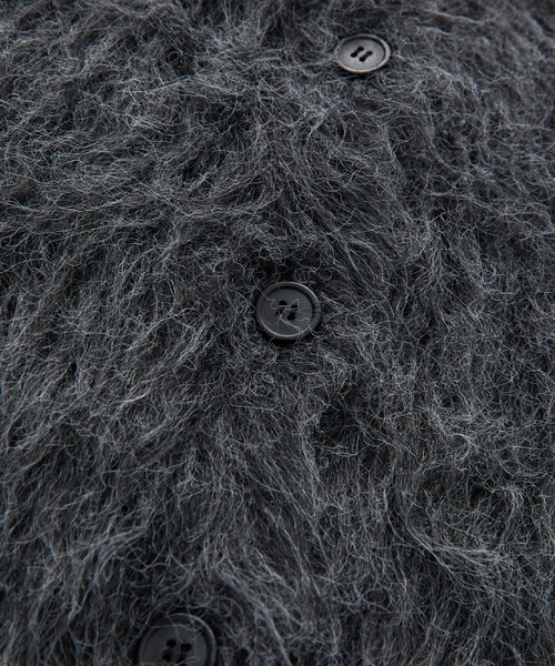 セール】モヘアライクシャギーニットルーズVネックカーディガン