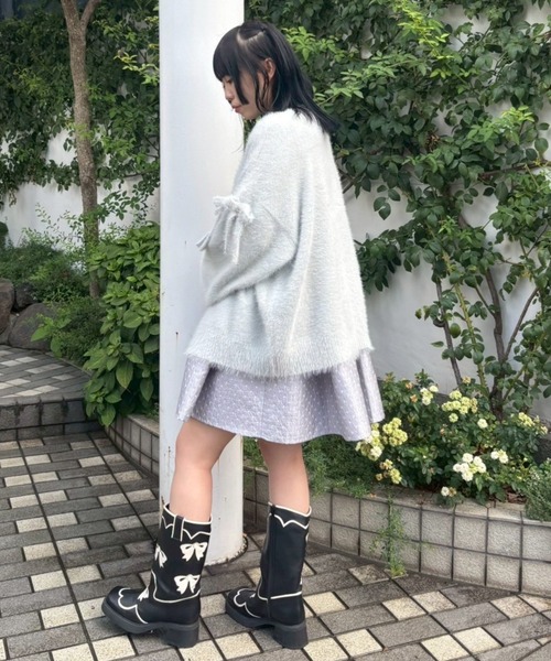 Candy Stripper(キャンディストリッパー)の「SHAGGY RIBBON KNIT カーディガン(カーディガン/ボレロ・レディース・ライトグレー/レッド/ブラック・FREE)」の20枚目の写真