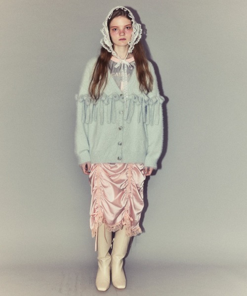 Candy Stripper(キャンディストリッパー)の「SHAGGY RIBBON KNIT カーディガン(カーディガン/ボレロ・レディース・ライトグレー/レッド/ブラック・FREE)」の8枚目の写真