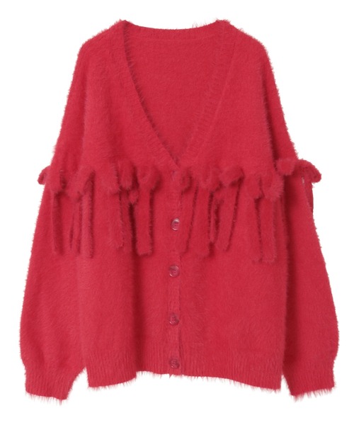 Candy Stripper(キャンディストリッパー)の「SHAGGY RIBBON KNIT カーディガン(カーディガン/ボレロ・レディース・ライトグレー/レッド/ブラック・FREE)」の22枚目の写真