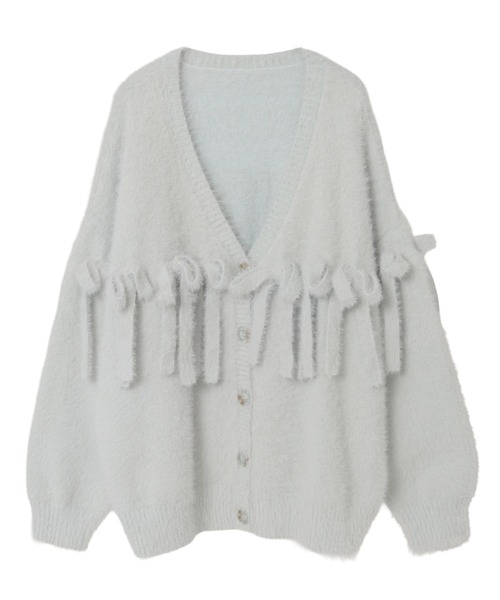 Candy Stripper(キャンディストリッパー)の「SHAGGY RIBBON KNIT カーディガン(カーディガン/ボレロ・レディース・ライトグレー/レッド/ブラック・FREE)」の21枚目の写真