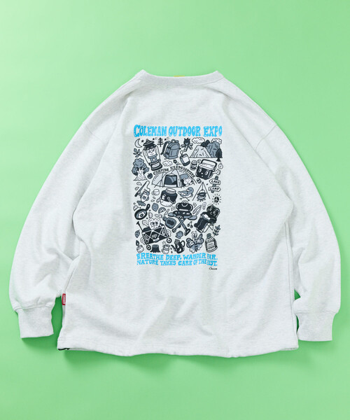 COLEMAN（コールマン）の「Coleman/コールマン Coleman×Chocomoo×FREAK'S STORE 別注 コールマン チョコムー outdoor expo ドローコード クルーネック スウェット（スウェット・メンズ・ライトグレー/チャコールグレー/ブルー・MEDIUM/LARGE）」の6枚目の写真
