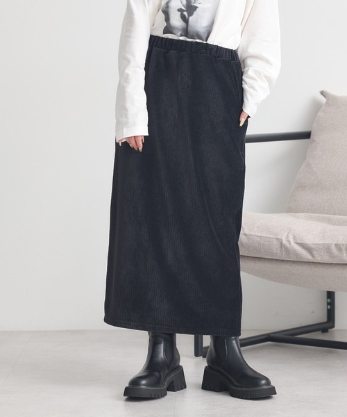 earth music&ecology(アースミュージックアンドエコロジー)の「コーデュロイナロースカート(スカート・レディース・ブラック/アイボリー/ボルドー・S/M)」の1枚目の写真