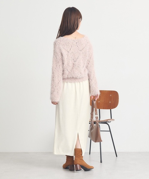 earth music&ecology(アースミュージックアンドエコロジー)の「コーデュロイナロースカート(スカート・レディース・ブラック/アイボリー/ボルドー・S/M)」の7枚目の写真