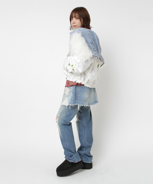 RNA(アールエヌエー)の「J2170 ベロアフードジャケット(ブルゾン・レディース・ピンク/オフホワイト/グレー・MEDIUM)」の9枚目の写真