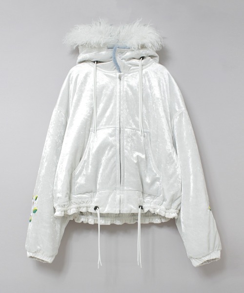 RNA(アールエヌエー)の「J2170 ベロアフードジャケット(ブルゾン・レディース・ピンク/オフホワイト/グレー・MEDIUM)」の12枚目の写真