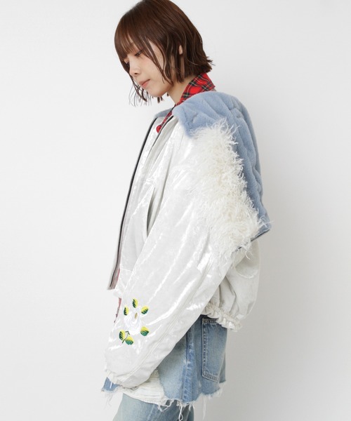 RNA(アールエヌエー)の「J2170 ベロアフードジャケット(ブルゾン・レディース・ピンク/オフホワイト/グレー・MEDIUM)」の11枚目の写真