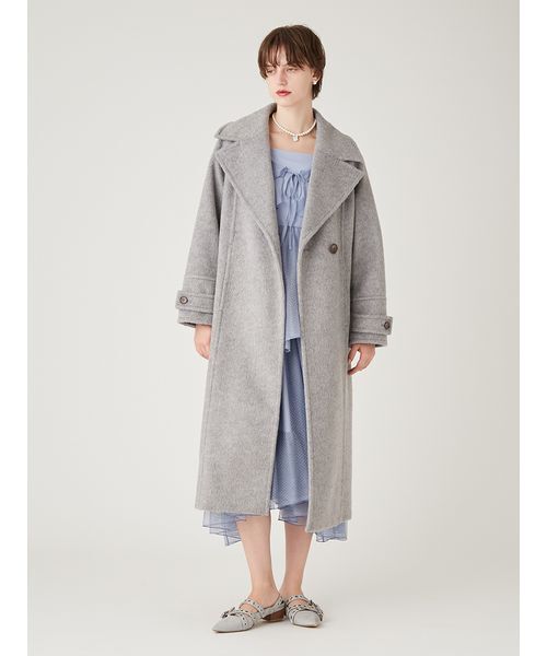 FURFUR（ファーファー）の「シャギーロングコート（チェスターコート・レディース・チェック/ライム/グレー・F）」の9枚目の写真