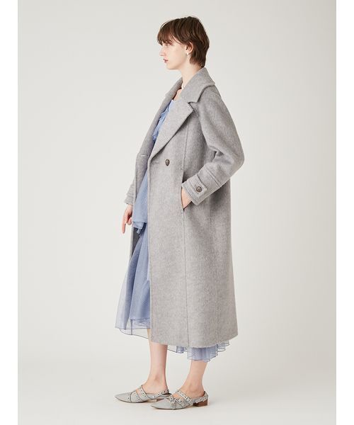 FURFUR（ファーファー）の「シャギーロングコート（チェスターコート・レディース・チェック/ライム/グレー・F）」の11枚目の写真