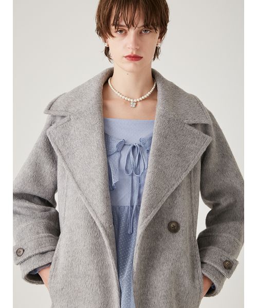 FURFUR（ファーファー）の「シャギーロングコート（チェスターコート・レディース・チェック/ライム/グレー・F）」の12枚目の写真