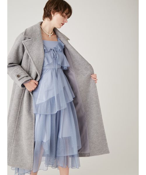 FURFUR（ファーファー）の「シャギーロングコート（チェスターコート・レディース・チェック/ライム/グレー・F）」の14枚目の写真