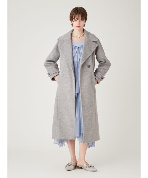 FURFUR（ファーファー）の「シャギーロングコート（チェスターコート・レディース・チェック/ライム/グレー・F）」の15枚目の写真