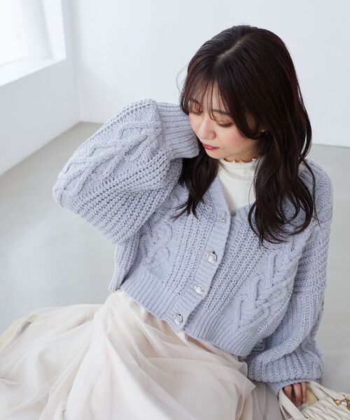 MAJESTIC LEGON(マジェスティックレゴン)の「ハートマシュマロモールカーディガン(ニット/セーター・レディース・ブルー系その他5/アイボリー/ラベンダー/ボルドー/ピンク・MEDIUM)」の3枚目の写真