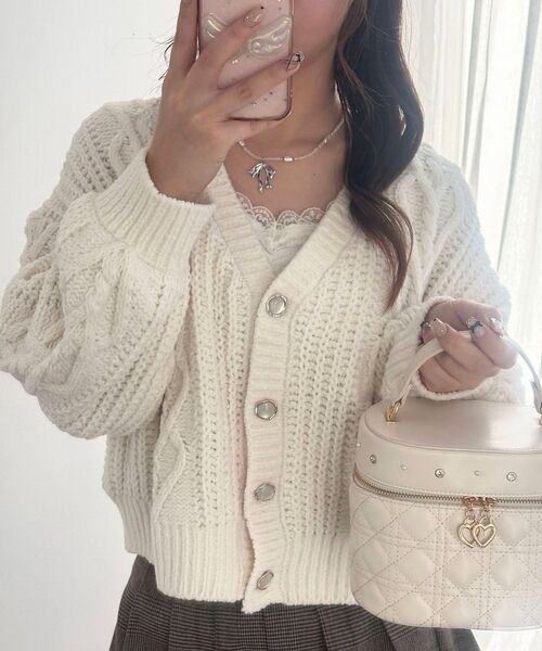MAJESTIC LEGON(マジェスティックレゴン)の「ハートマシュマロモールカーディガン(ニット/セーター・レディース・ブルー系その他5/アイボリー/ラベンダー/ボルドー/ピンク・MEDIUM)」の6枚目の写真