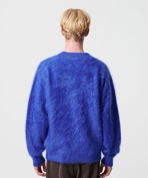 美品✨Drawer 7Gカシミヤファークルーネックニット　ブルー　定価8万 セール】HI-LINE カシミヤファー クルーネック ニット（ニット